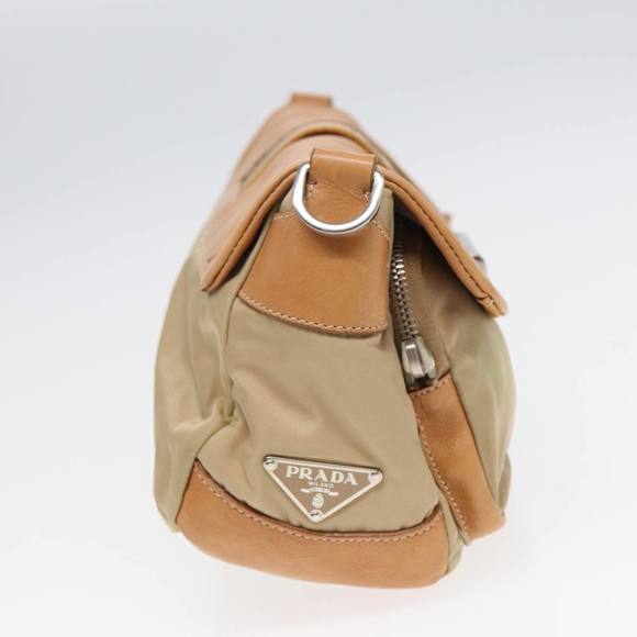 PRADA Shoulder Bag Nylon Leather Beige Auth bs16409 - Picture 4 of 16